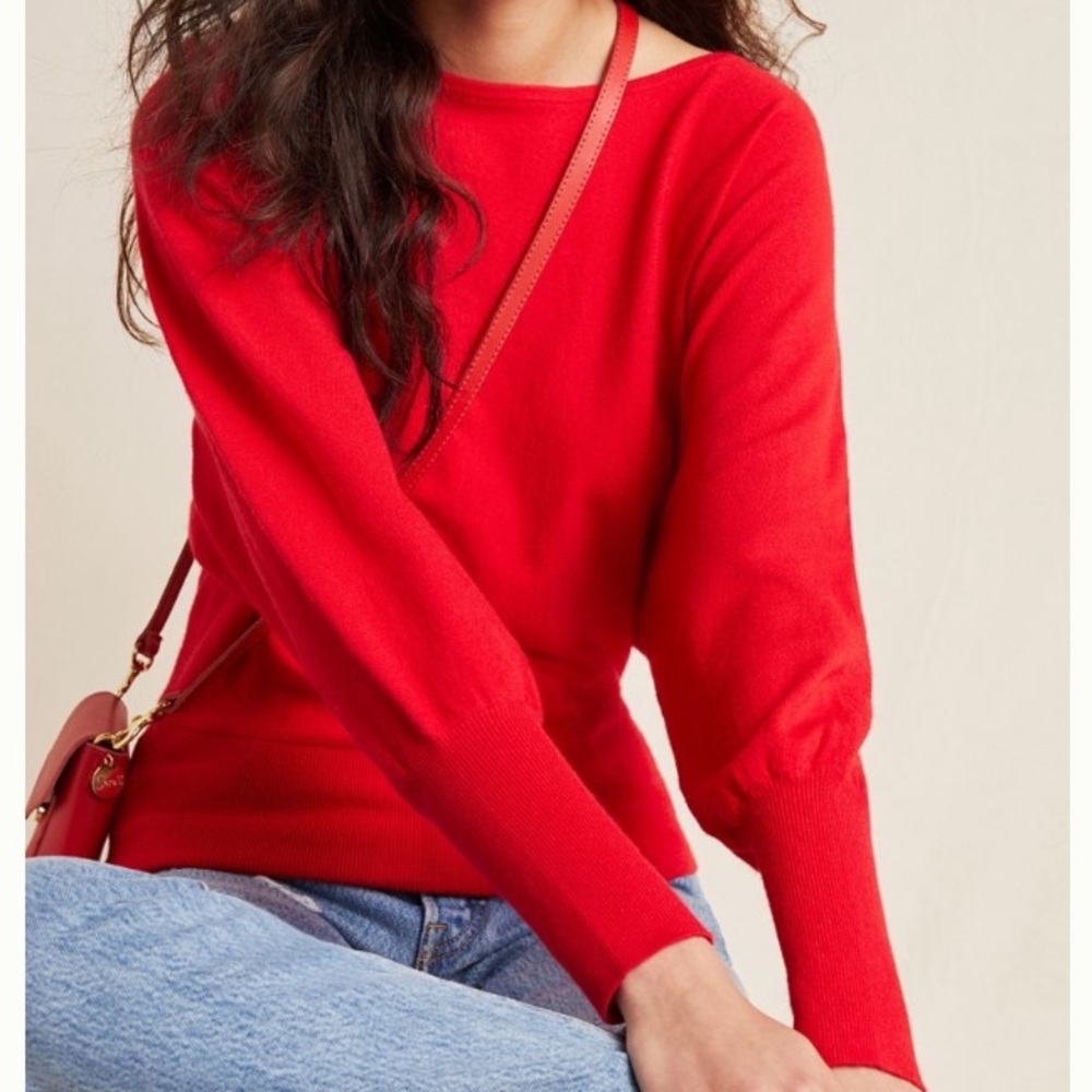 Anthropologie Denise Red Dolman Pullover Sweater